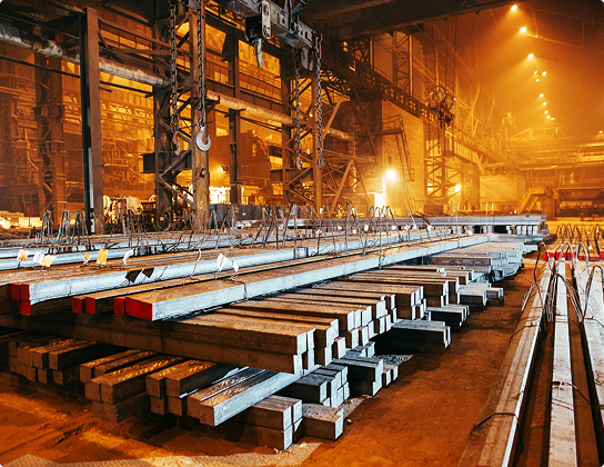 Warehouse with structural steel beams