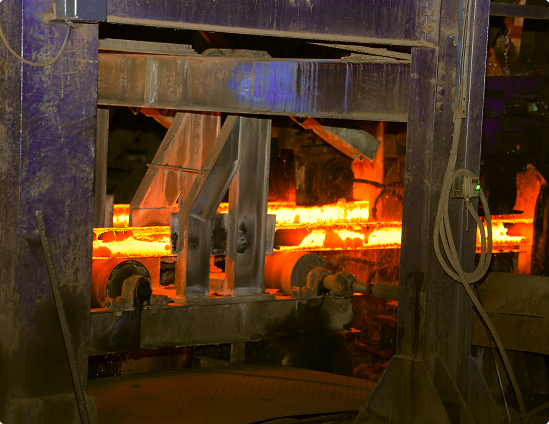Molten steel in a furnace